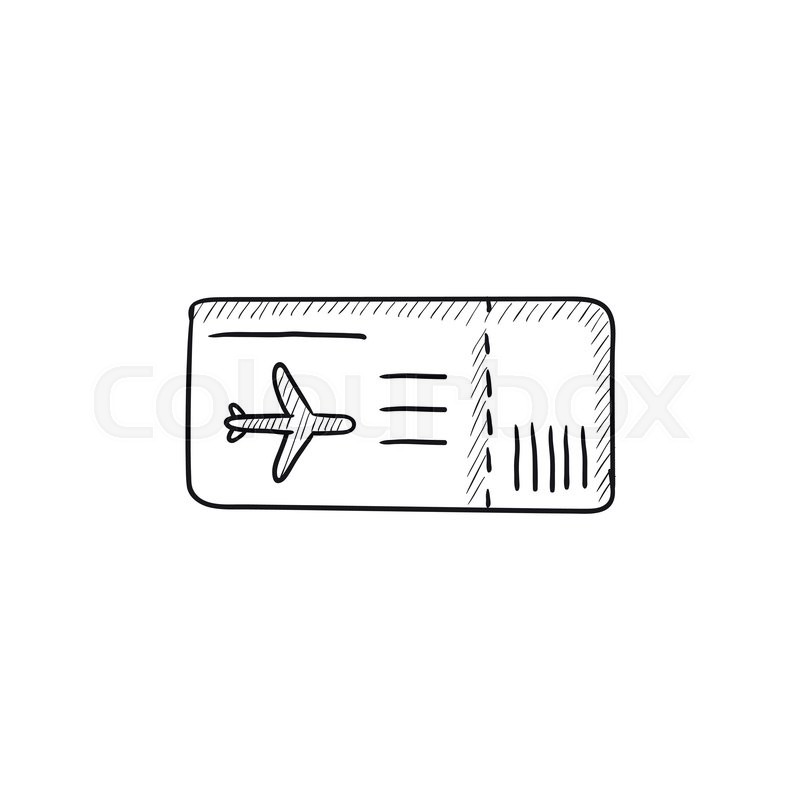 800x800 Flight Ticket Vector Sketch Icon Isolated On Background. Hand