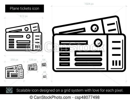 450x344 Plane Tickets Line Icon. Plane Tickets Vector Line Icon Isolated