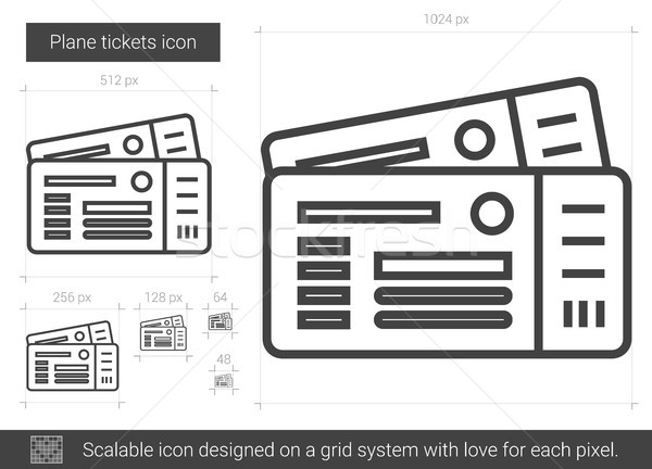 600x432 Plane Tickets Line Icon. Vector Illustration Andrei Krauchuk
