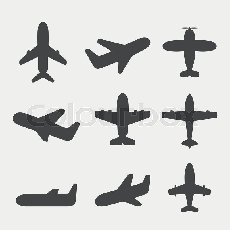 800x800 Icons Plane Silhouette Top View And Side View Stock Vector