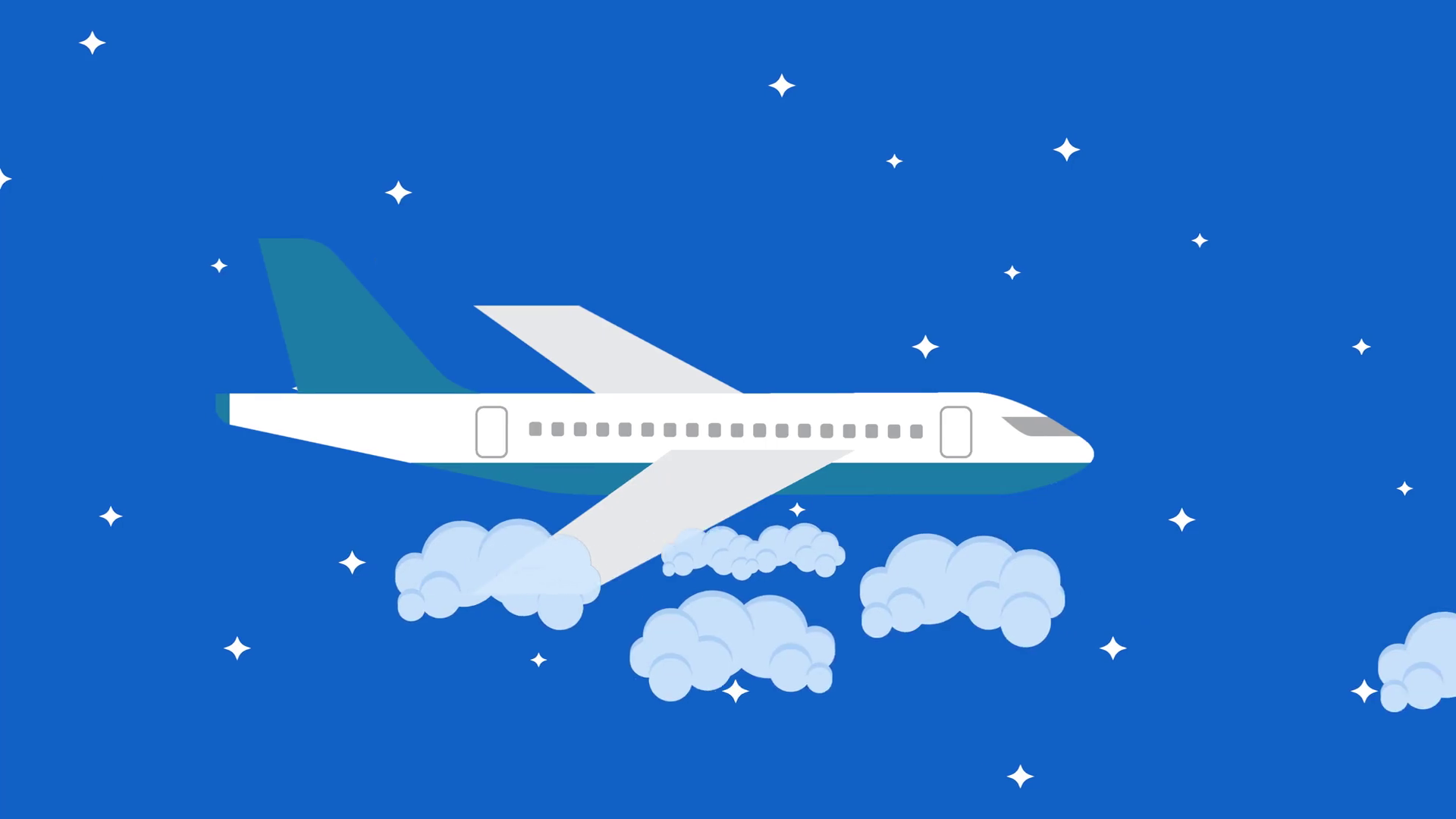 1920x1080 Vector Plane Flying In The Night Sky Between The Clouds Motion
