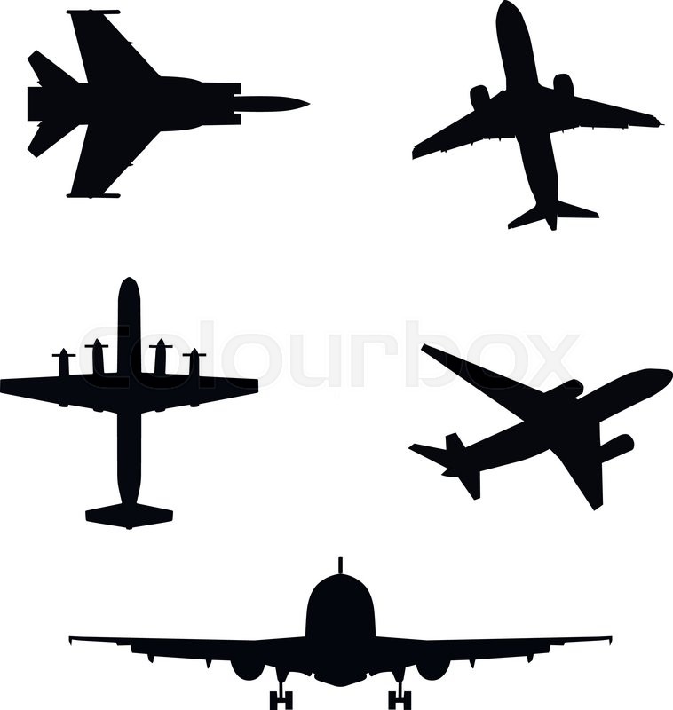 758x800 Vector Illustration Of Silhouette Of Airplanes Airbus Or Plane