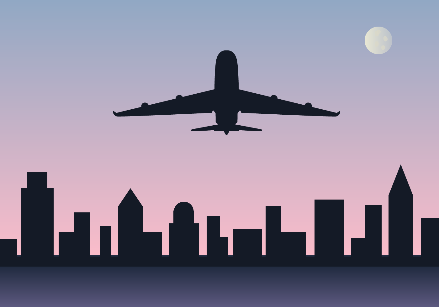 1400x980 Plane City Free Vector Art