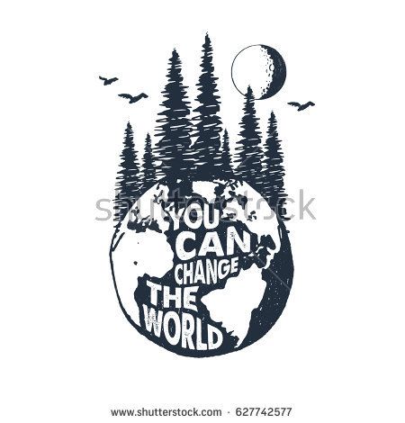 450x470 Hand Drawn Inspirational Badge With Textured Planet Earth Vector