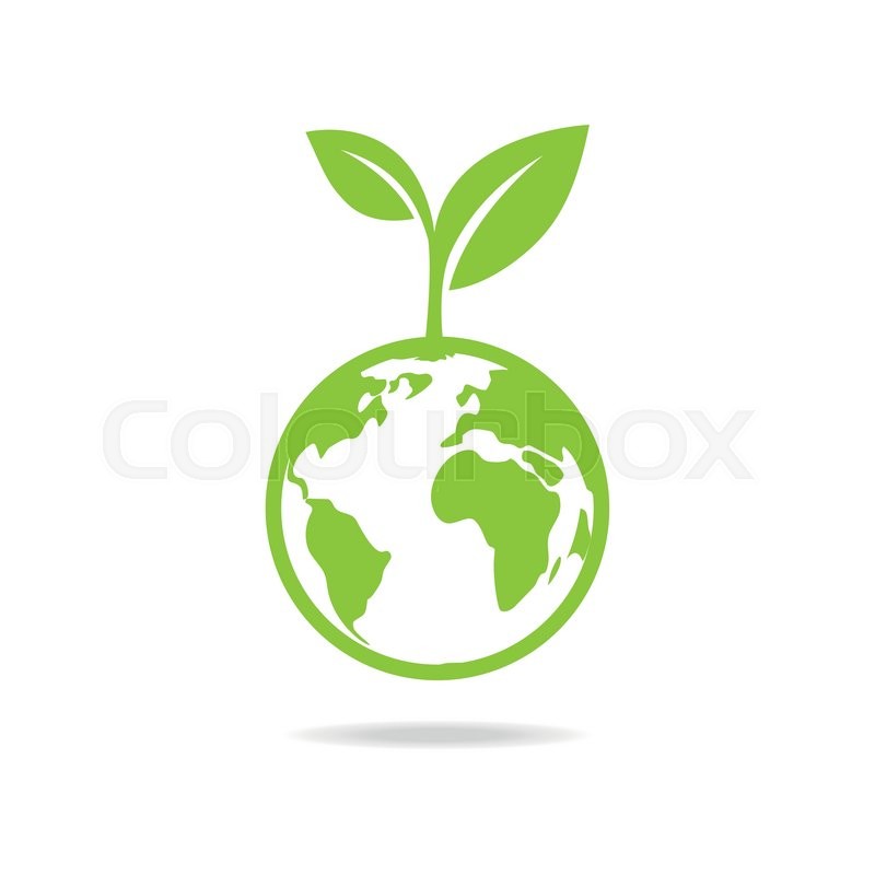 800x800 Green Leafs And Globe Eco Icon, Mockup Save Planet Logo. Stock