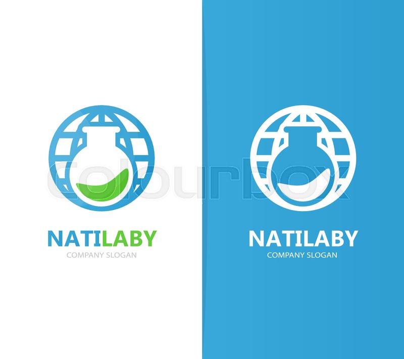 800x711 Vector Of Flask And Planet Logo Combination. Laboratory And World