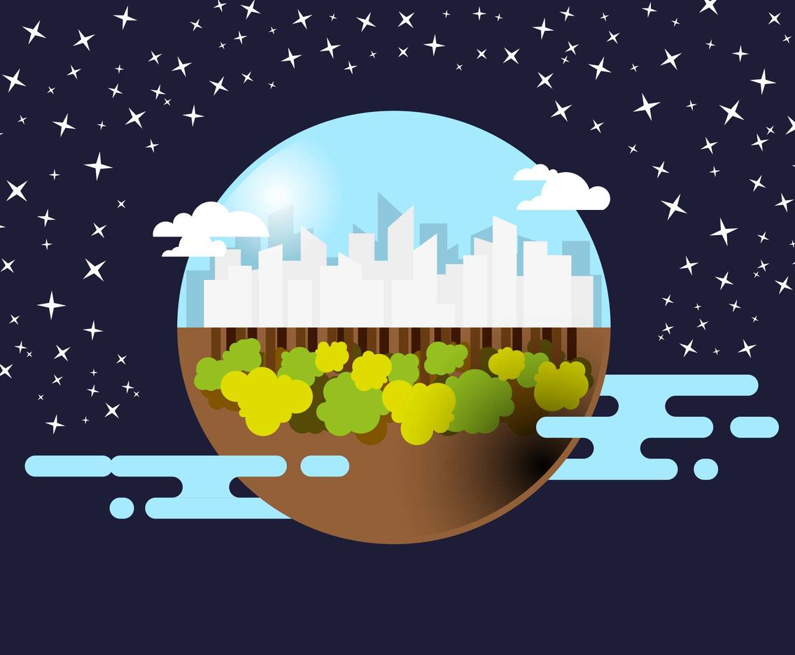 1136x936 Utopia Landscape City Planet Vector Vector Art Amp Graphics