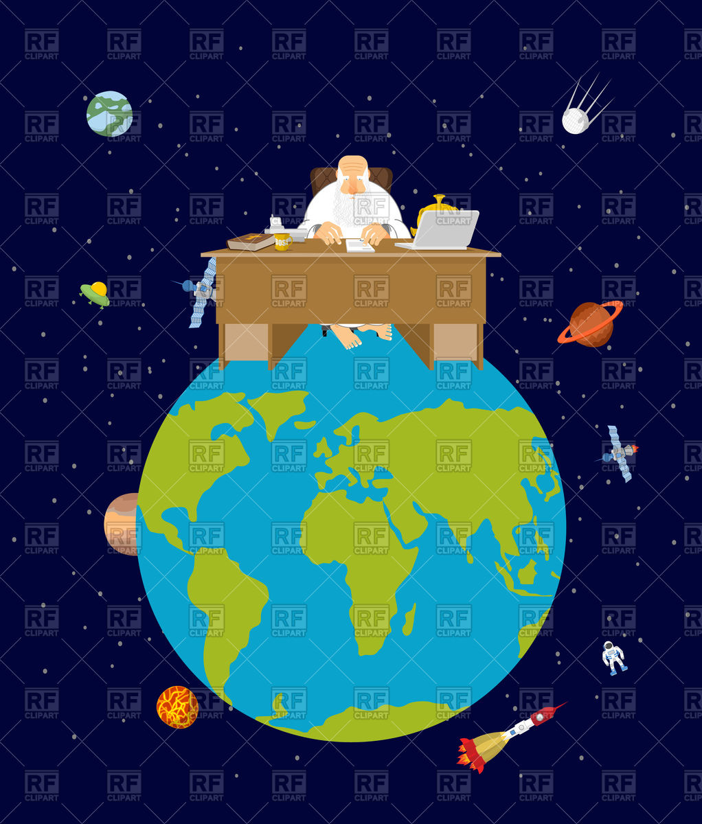 1022x1200 God Is Boss Of Earth. Desktop On Planet. Vector Image Vector