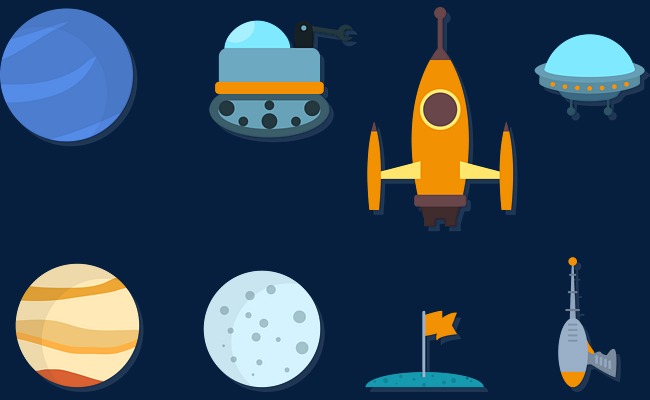 650x400 Cartoon Planet Vector, Flat, Cut And Paste, Starry Sky Png And