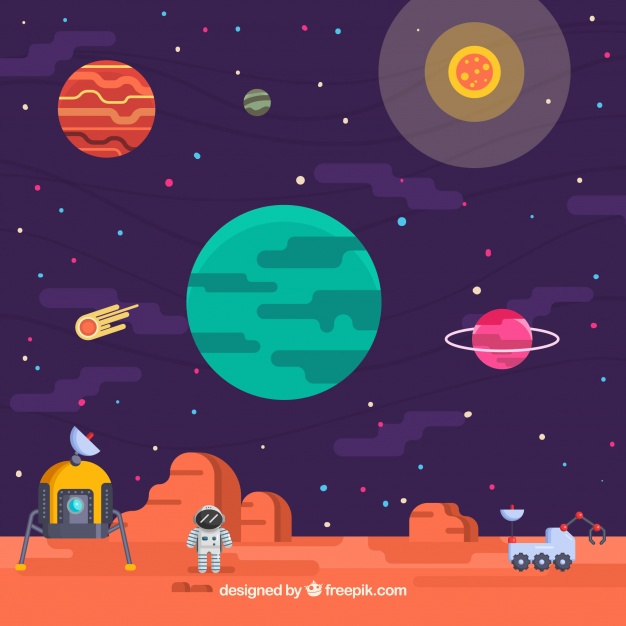 626x626 Universe Background With Astronaut On A Planet Vector Free Download