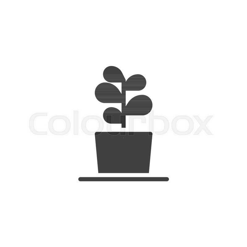800x800 Plant In Flower Pot Vector Icon. Filled Flat Sign For Mobile