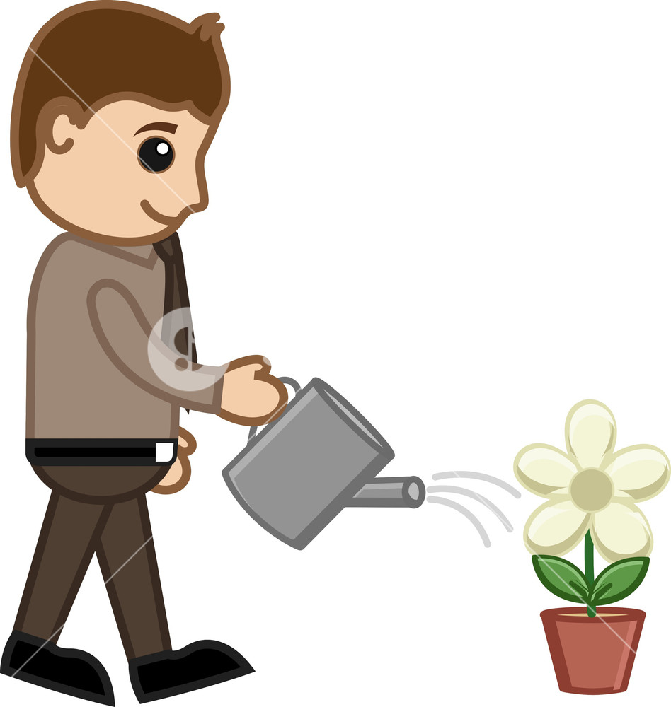 948x1000 Man Watering Flower Plant