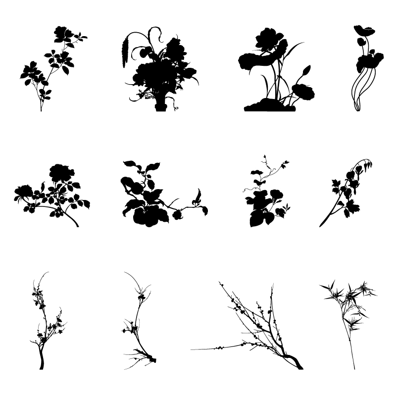 800x800 Commonly Plants Silhouettes Vector Graphics 01 Free Download