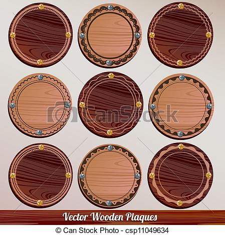 449x470 Set Vector Wooden Plaque.