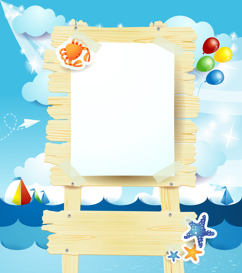 500x564 Summer Elements With Wooden Plaque Vector Free Vector In