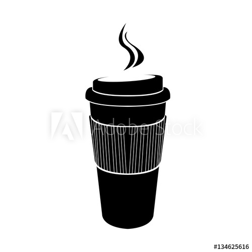 500x500 Isolated Silhouette Of A Coffee Plastic Cup, Vector Illustration