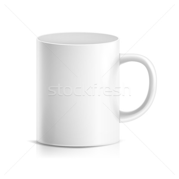600x600 White Mug Vector. 3d Realistic Ceramic Or Plastic Cup Isolated On