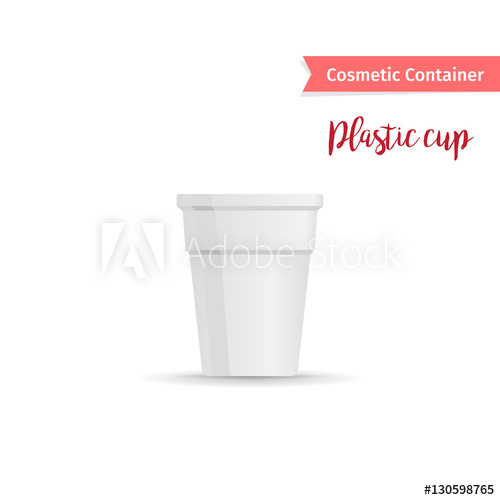 500x500 Cosmetic Container. Realistic White Plastic Cup Vector
