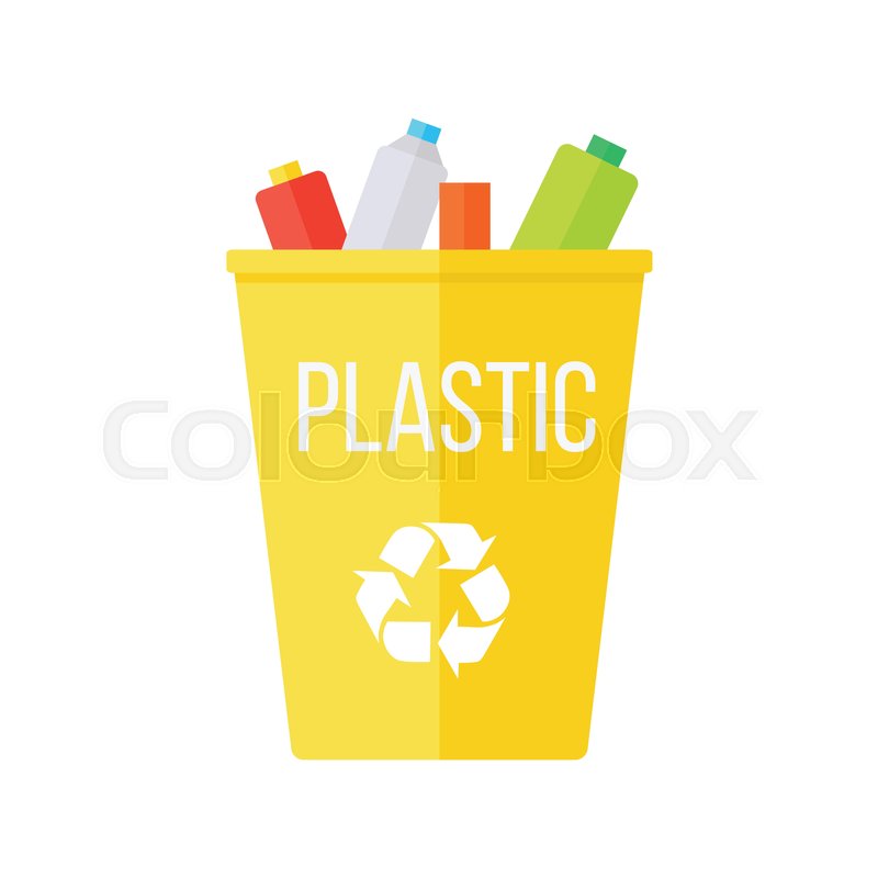 800x800 Yellow Recycle Garbage Bin With Plastic. Reuse Or Reduce Symbol