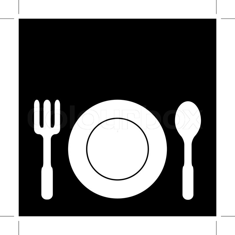 800x800 Simple Spoon, Fork And Plate, Vector Illustration, Eps10 Stock