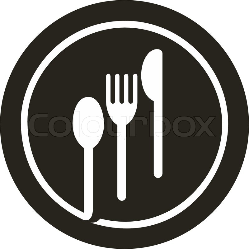 800x800 Vector Icon Illustration Of Plate With Fork, Knife And Spoon On
