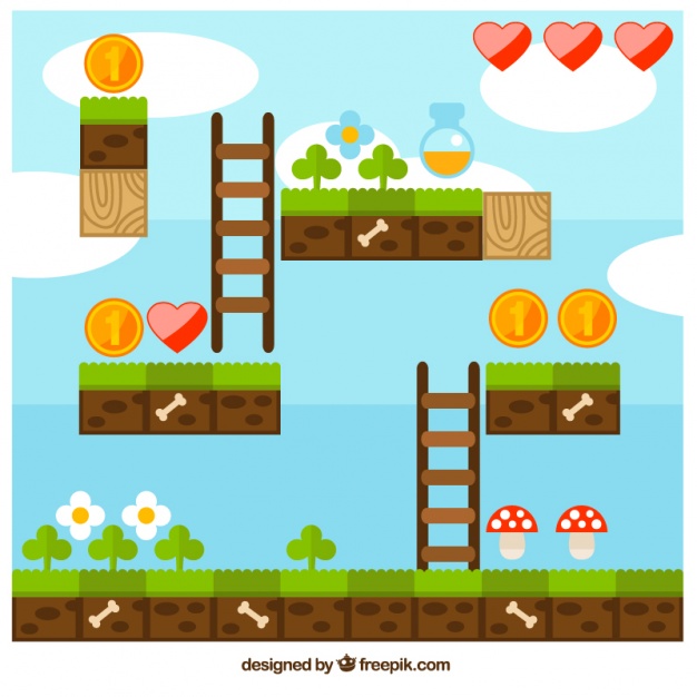 626x626 Platform Video Game Scene Vector Free Download