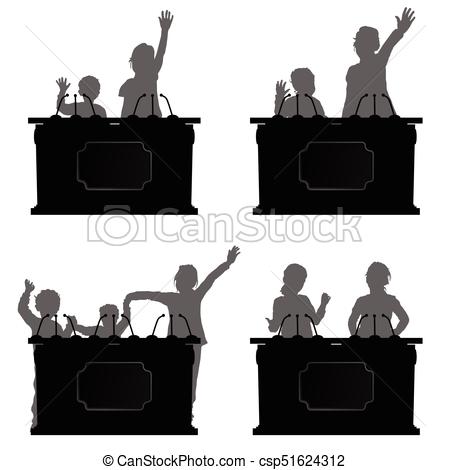 450x470 Children Silhouette Speak On Platform Illustration. Children