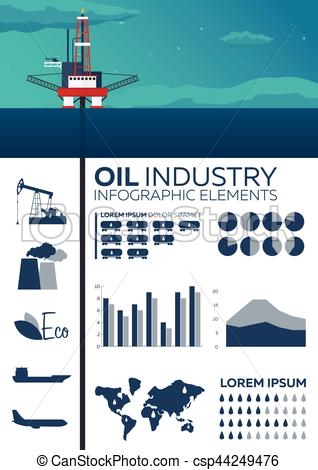 318x470 Infographic Elements Of Oil Industry. Sea. Oil Platform. Vector