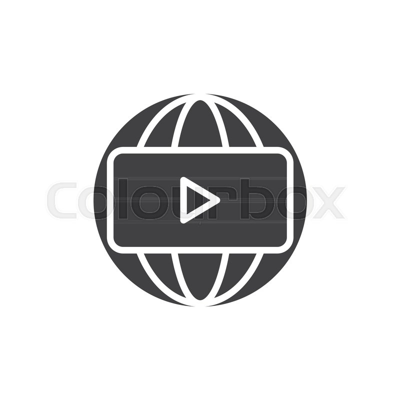 800x800 Panoramic Video Play Button Vector Icon. Filled Flat Sign For