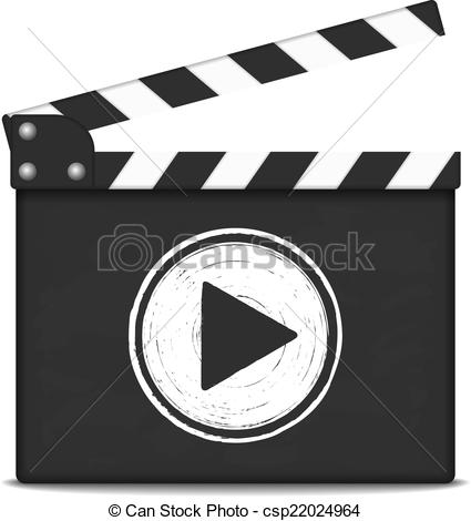 425x470 Clapper Board With Play Button. Clapper Board With Play Button
