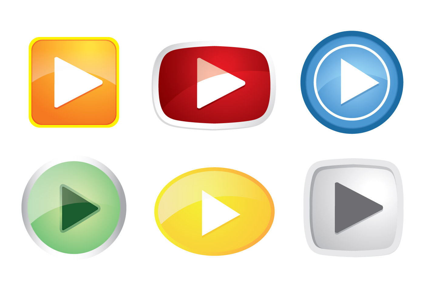 1400x980 Colorful Play Button Icon Vectors