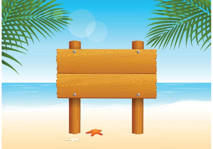 700x490 Wooden Billboard For Beach Vector