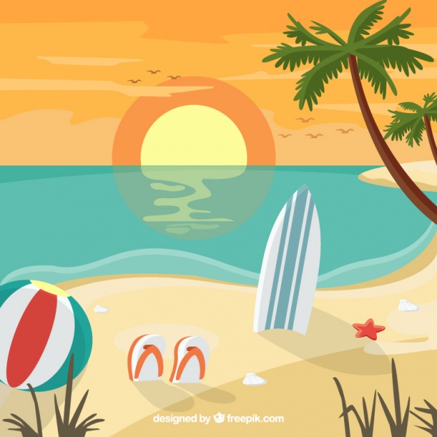 626x626 Background Of Beach With Summer Items Vector Free Download