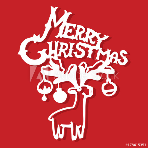 500x500 Vintage Playbill Merry Christmas Reindeer Paper Cut