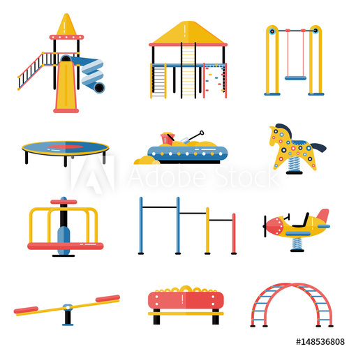 500x500 Set Of Kids Playground Vector Elements In Flat Design. Children