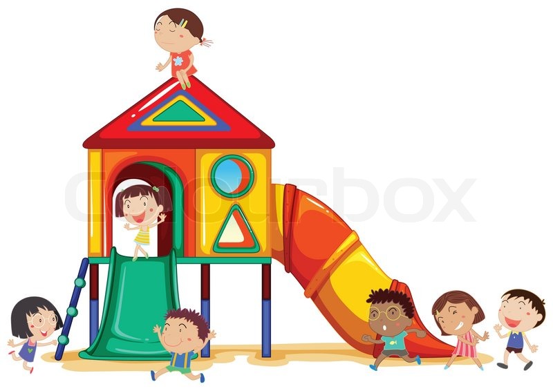 800x566 Children Playing In The Playground Stock Vector Colourbox