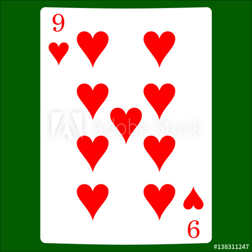 500x500 Nine Hearts. Card Suit Icon Vector, Playing Cards Symbols Vector