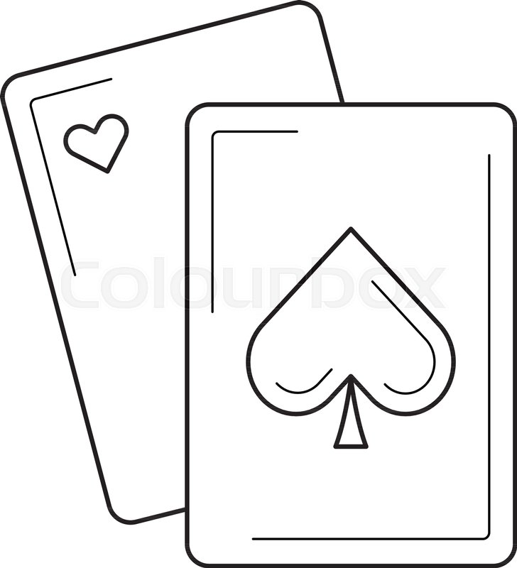 728x800 Playing Cards Vector Line Icon Isolated On White Background