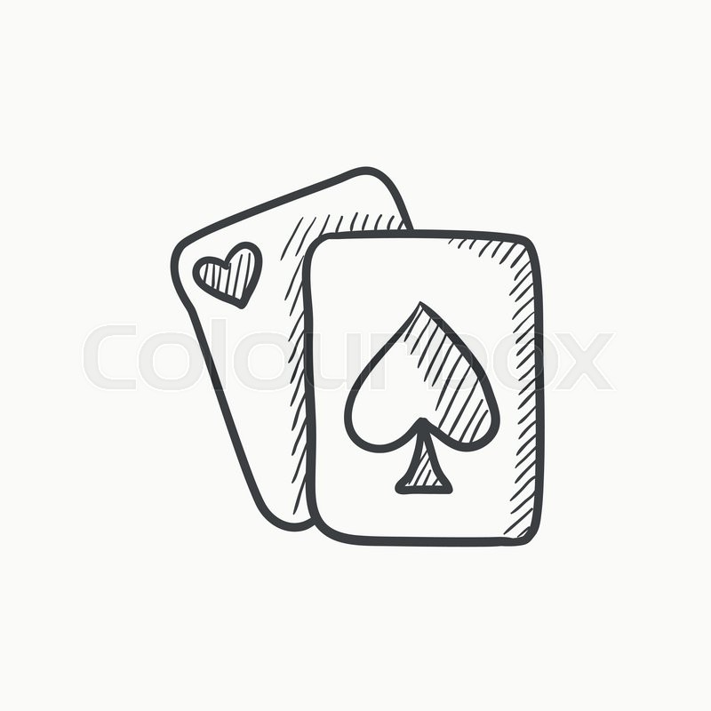 800x800 Playing Cards Vector Sketch Icon Isolated On Background. Hand