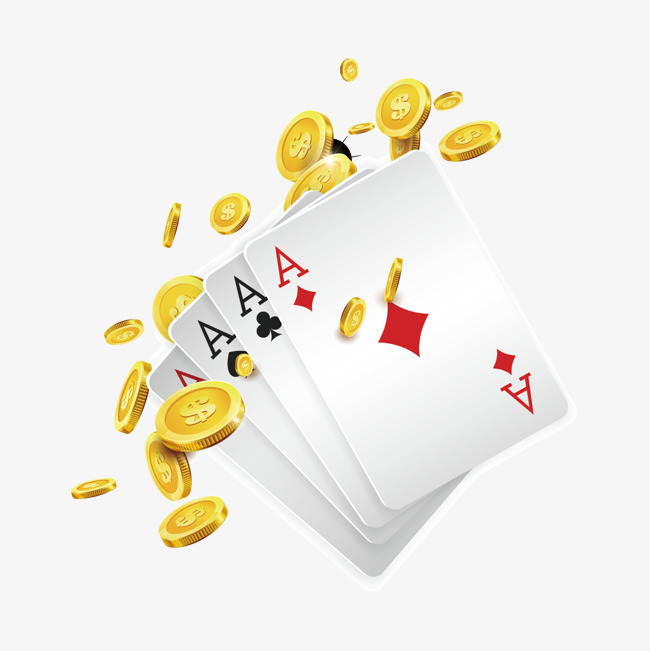 650x651 Vector Gold Coins And Poker Cards, Vector Diagram, Gold, Playing