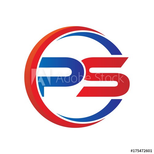 500x500 Ps Logo Vector Modern Initial Swoosh Circle Blue And Red