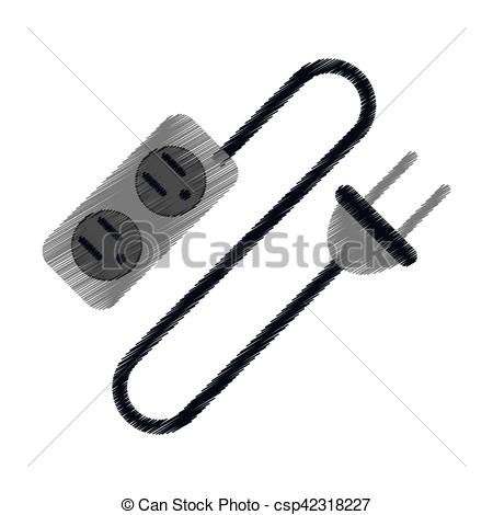 450x470 Ed Electric Extension Cord Cable And Plug Vector Illustration Eps 10.
