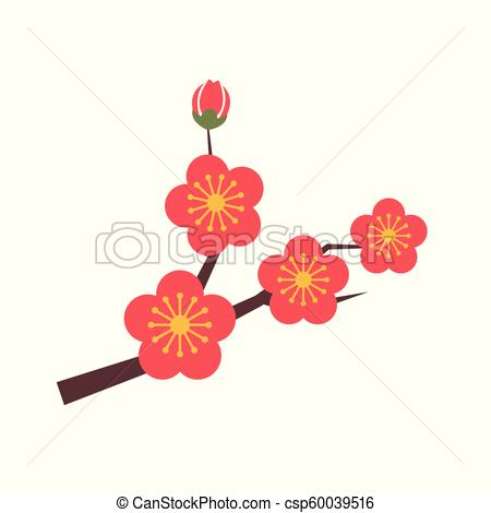 450x470 Nature Flower Red Plum Flower Blossom, Vector Botanic Garden