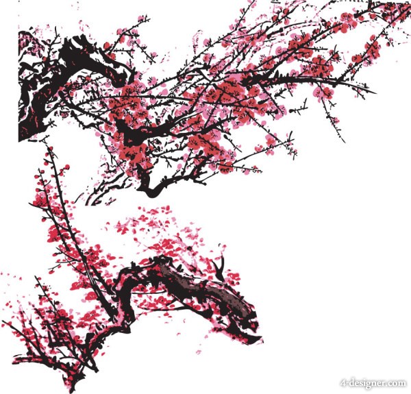 600x575 4 Designer Both Chinese Painting Plum Blossom Vector