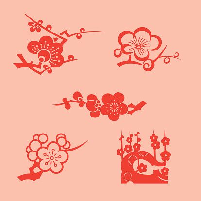 414x414 Plum Blossom Vector Art Illustration Drawing Risovanie In 2018