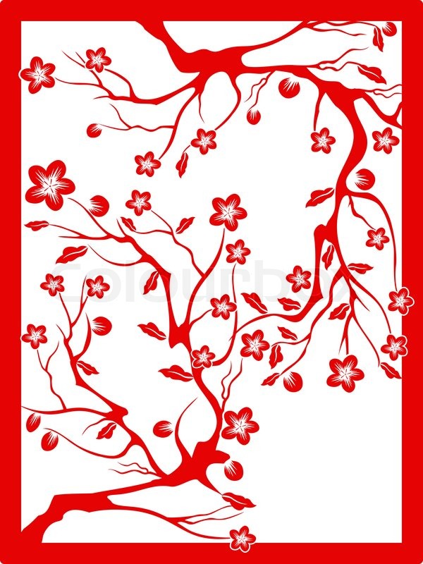 600x800 The Chinese Red Paper Cut Of Plum Blossom Stock Vector Colourbox