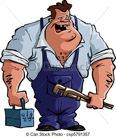 398x470 Plumber On A White Background, Vector Illustration.