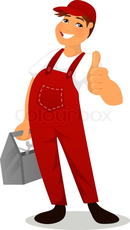 453x800 Vector Illustration Of Plumber In Red Overalls Stock Vector