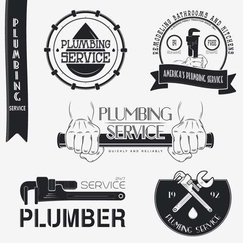 500x500 Vector Plumber Service Logos With Labels Design 01 Free Download