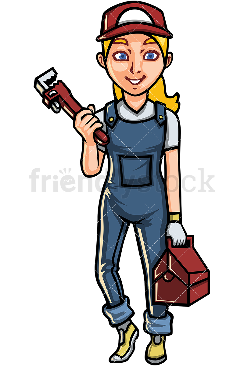800x1200 Female Plumber Cartoon Vector Clipart